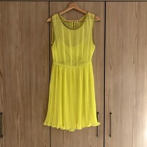 Willow and Clay by Anthropologie neon yellow and gold dress size small